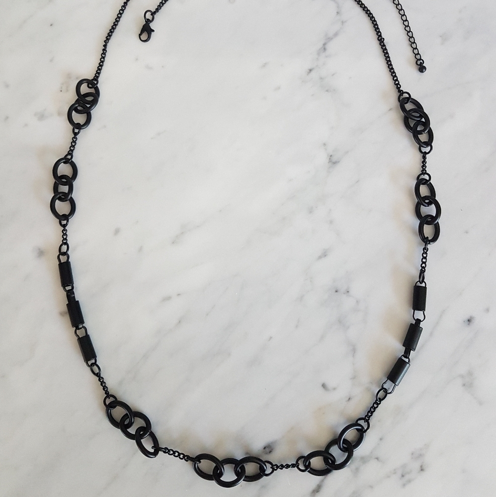🌼 Matte black chain link long necklace